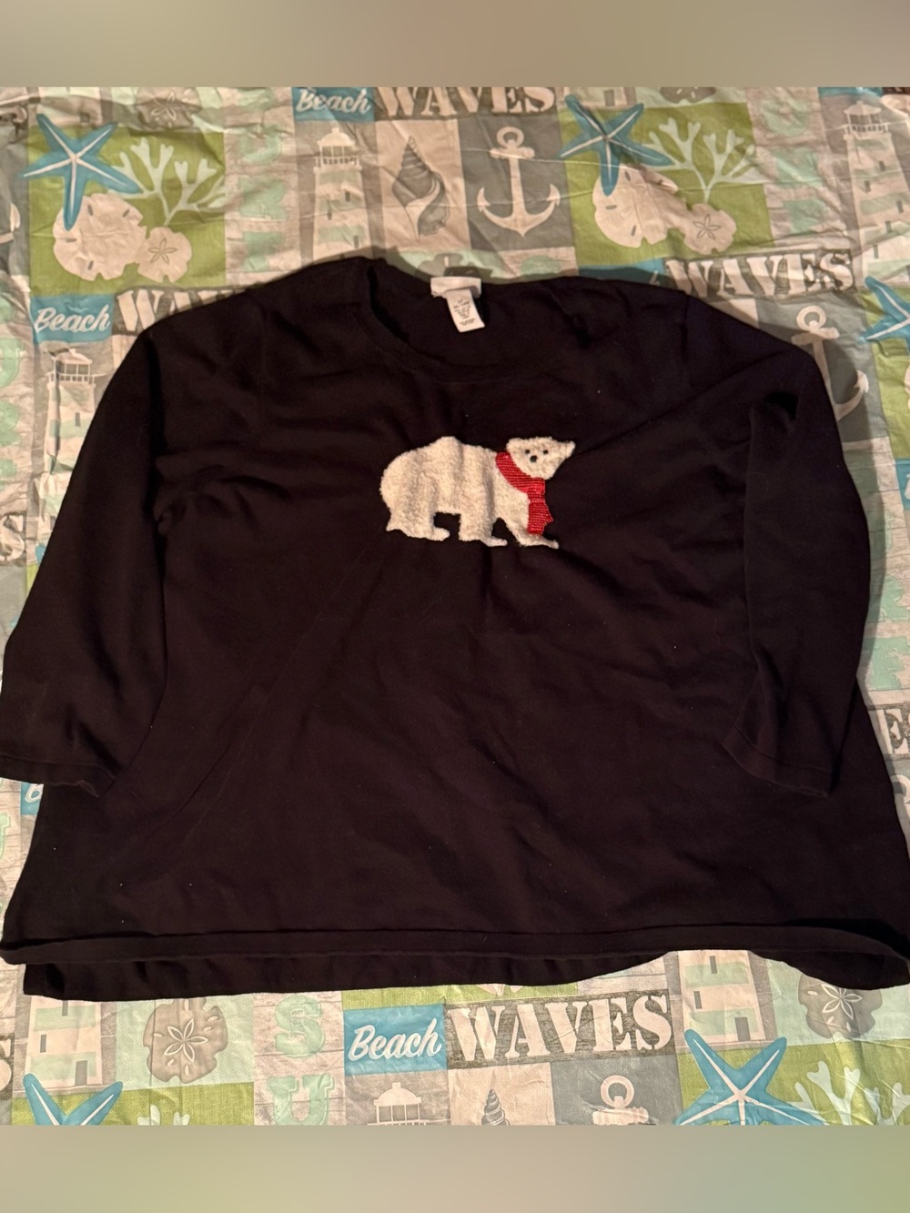 Catherines Polar Bear Holiday Sweater-Plus Size 3X 26/28W – Festive Black Knit